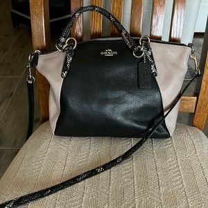 Coach Bag, brown and grey; snakeskin strap